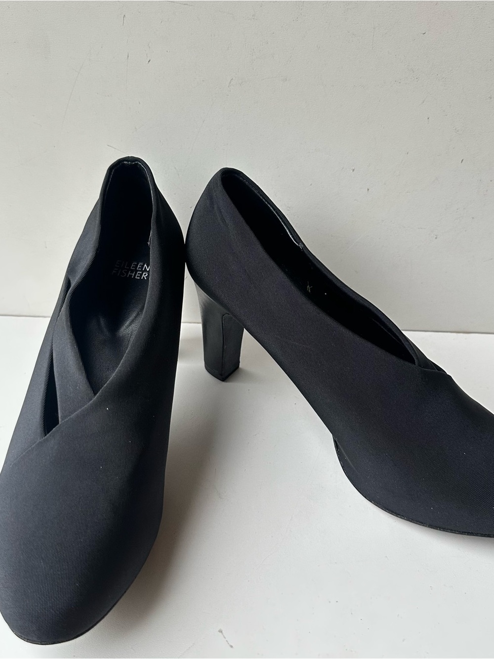 Eileen Fisher Black Slip On Heels Womens Size 10 Round Toe Dress Shoes